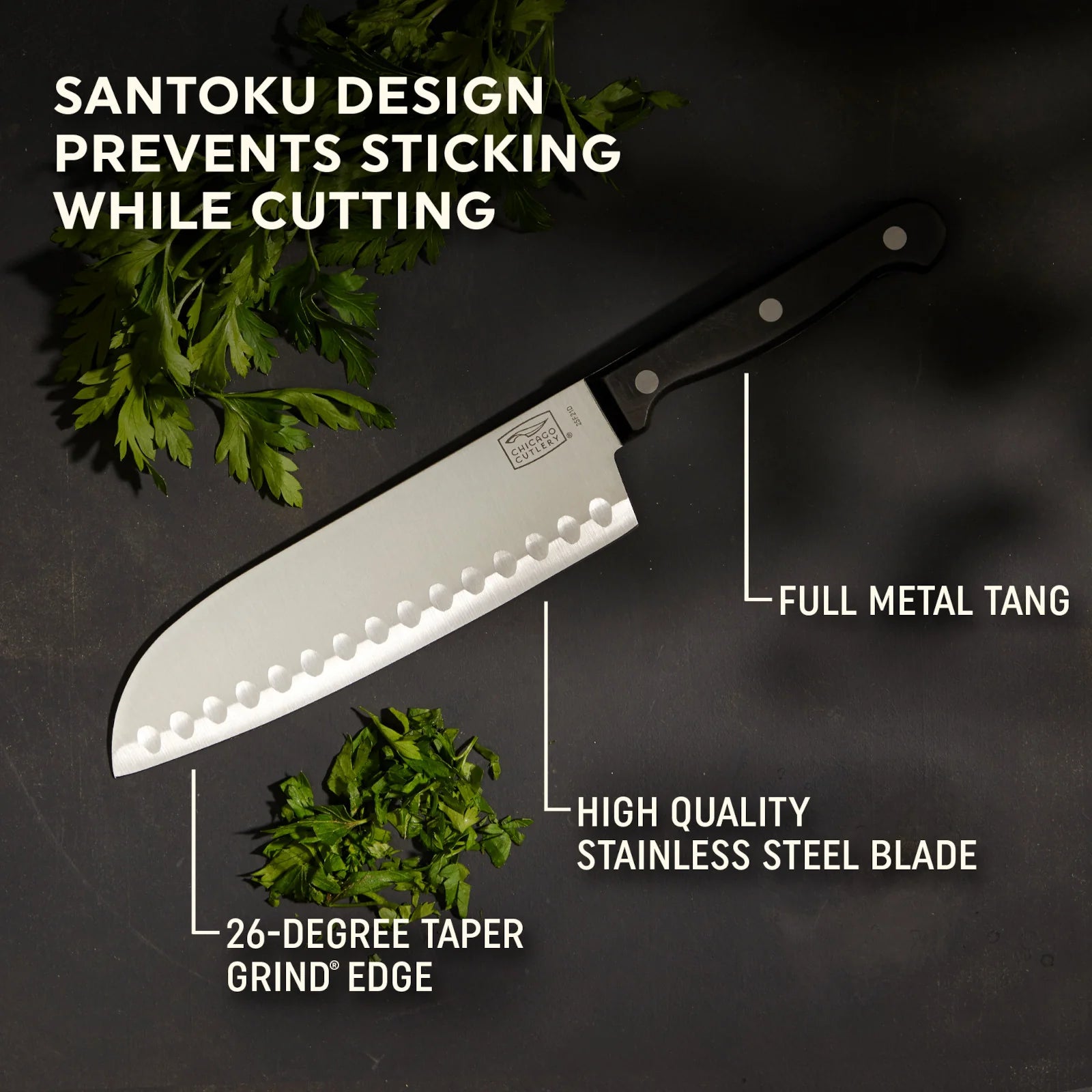 Corelle Premium Chicago Cutlery Essentials™ 2-piece Santoku / Partoku Knife Set - Image 3