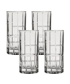 Corelle Premium Ocean Glass Traze FTR Highball Glasses (4-Pieces), 12-ounce, Dishwasher Safe