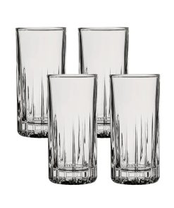Corelle Premium Ocean Glass Traze PRE Highball Glasses (4-Pieces), 12-ounce, Dishwasher Safe