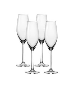 Corelle Premium Ocean Glass Sondria Champagne Flute Glasses (4-pieces), 7.25-ounce, Dishwasher Safe
