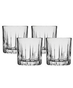 Corelle Premium Ocean Glass Traze PRE Rocks Glasses (4-Pieces), 12-ounce, Dishwasher Safe