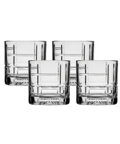 Corelle Premium Ocean Glass Traze FTR Rocks Glasses (4-Pieces), 12-ounce, Dishwasher Safe