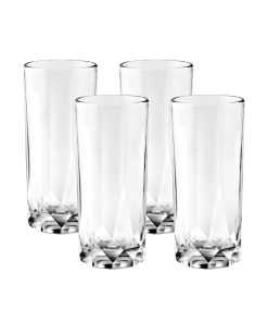 Corelle Premium Ocean Glass Cienna Long Drink Glasses (4-Pieces), 14.5-ounce, dishwasher Safe