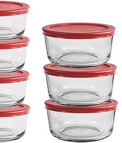 Corelle Premium Anchor Hocking 26 Piece Glass Storage Containers with Lids (13 Glass Food Storage Containers & 13 Red SnugFit Lids)